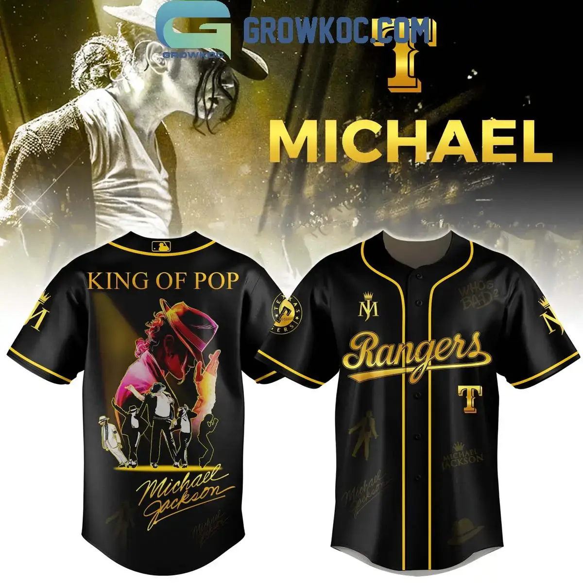 Texas Rangers x Michael Jackson King Of Pop Jersey Image