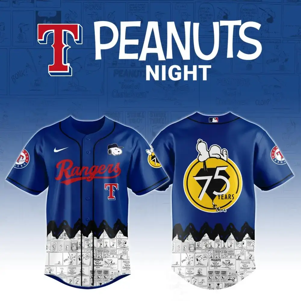 Texas Rangers X Peanuts Night Custom Baseball Jersey Image