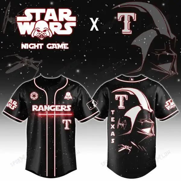 Texas Rangers X Star Wars Darth Vader Sith Lord Night Game Baseball Jersey Image