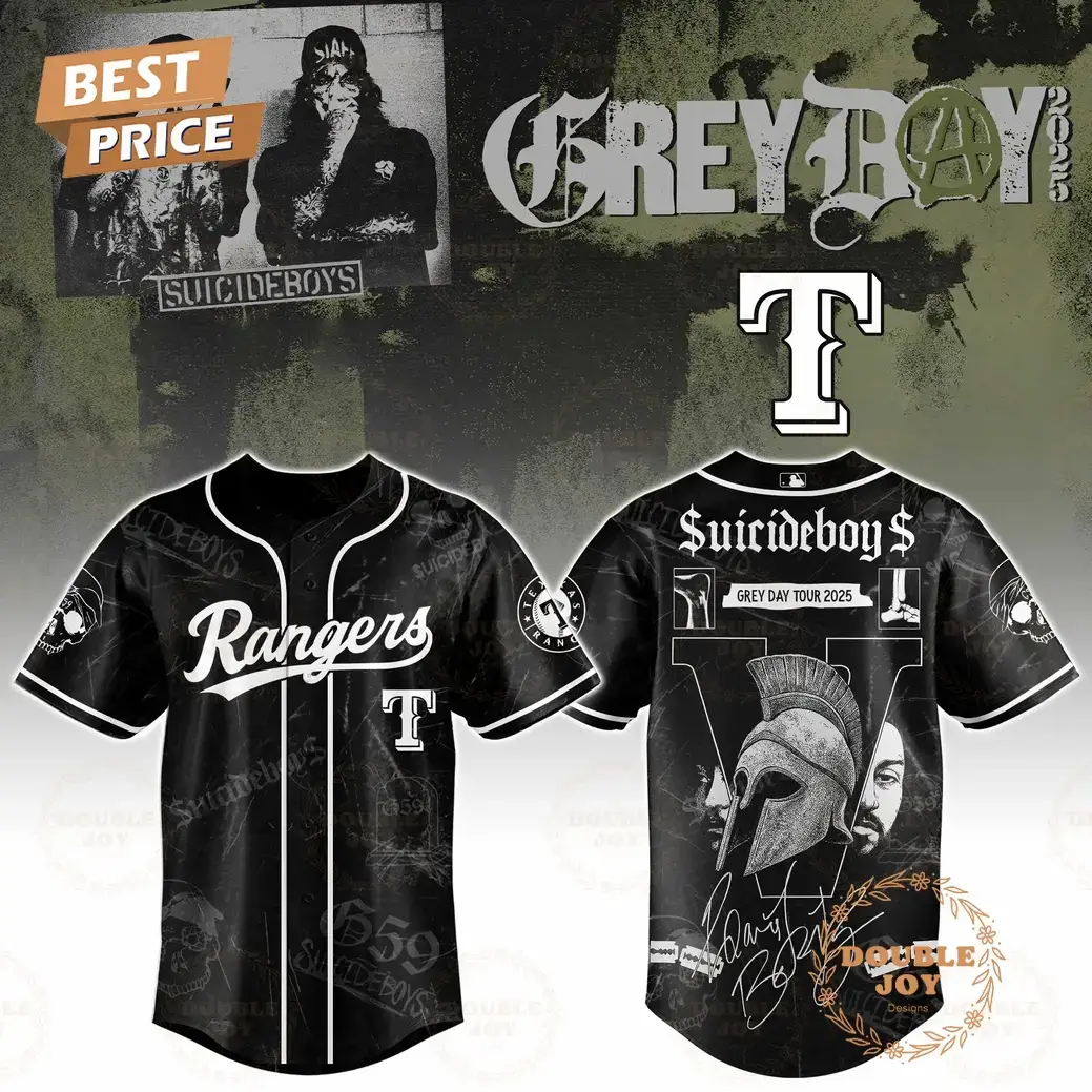 Texas Rangers x Suicideboys Grey Day Tour Limited Edition 2025 Baseball Jersey Image