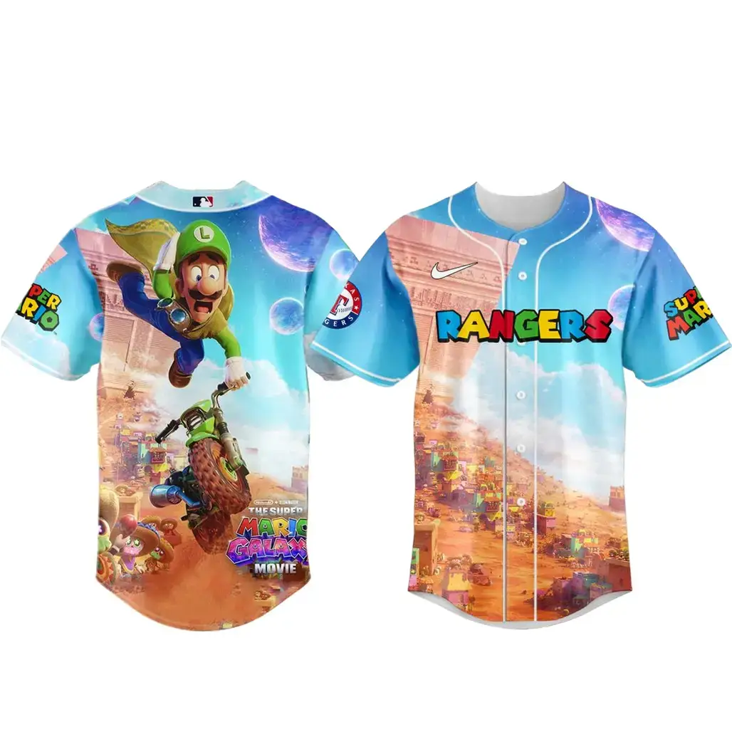 Texas Rangers x Super Mario Galaxy 2026 Baseball Jersey Image