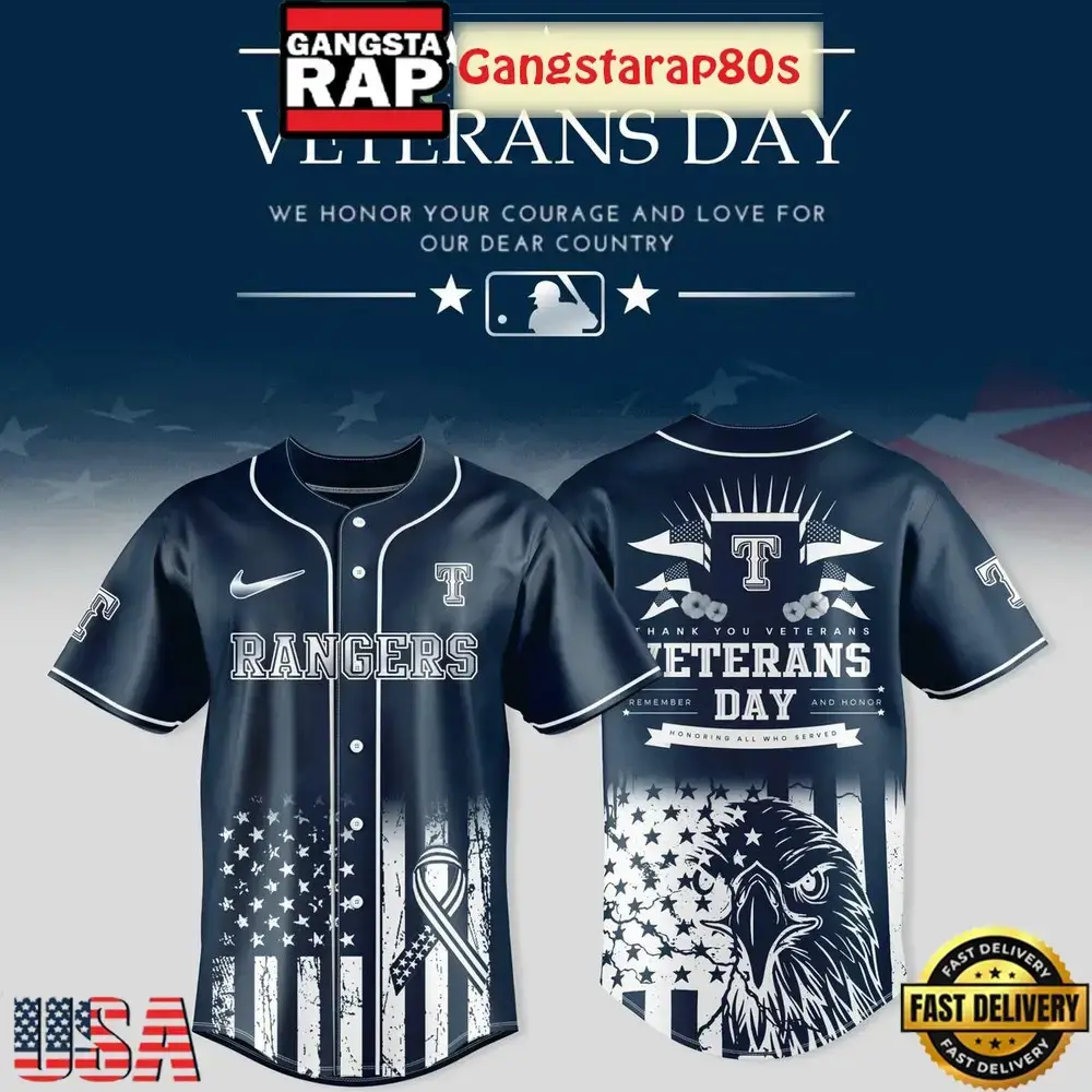 Texas Rangers x Veterans Day 2025 Baseball Jersey Shirt Image