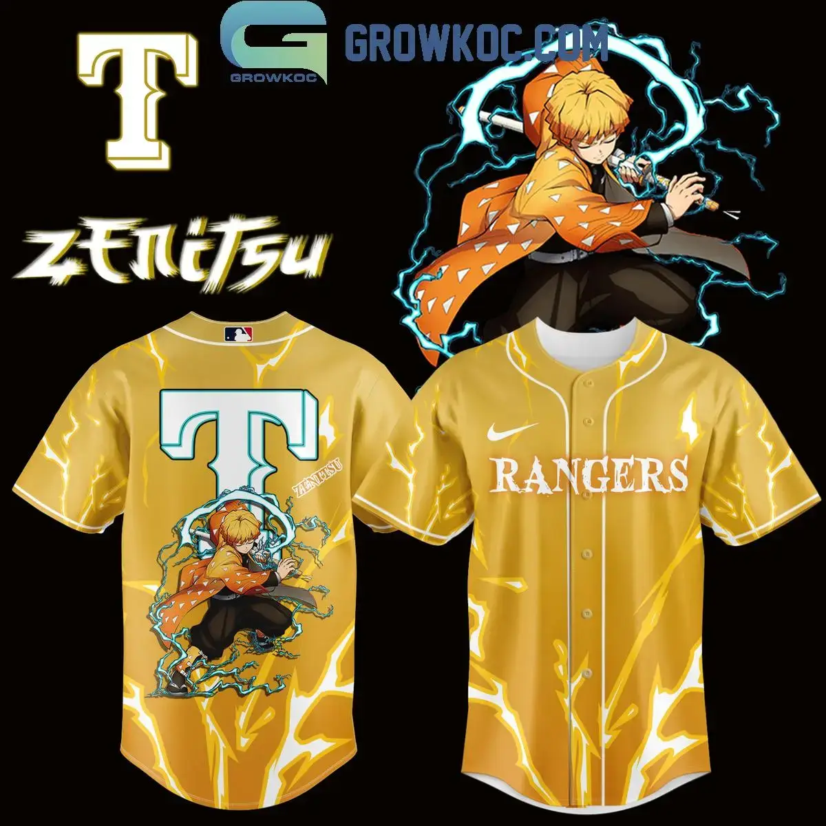 Texas Rangers Zenitsu Slayer 2025 Jersey Image