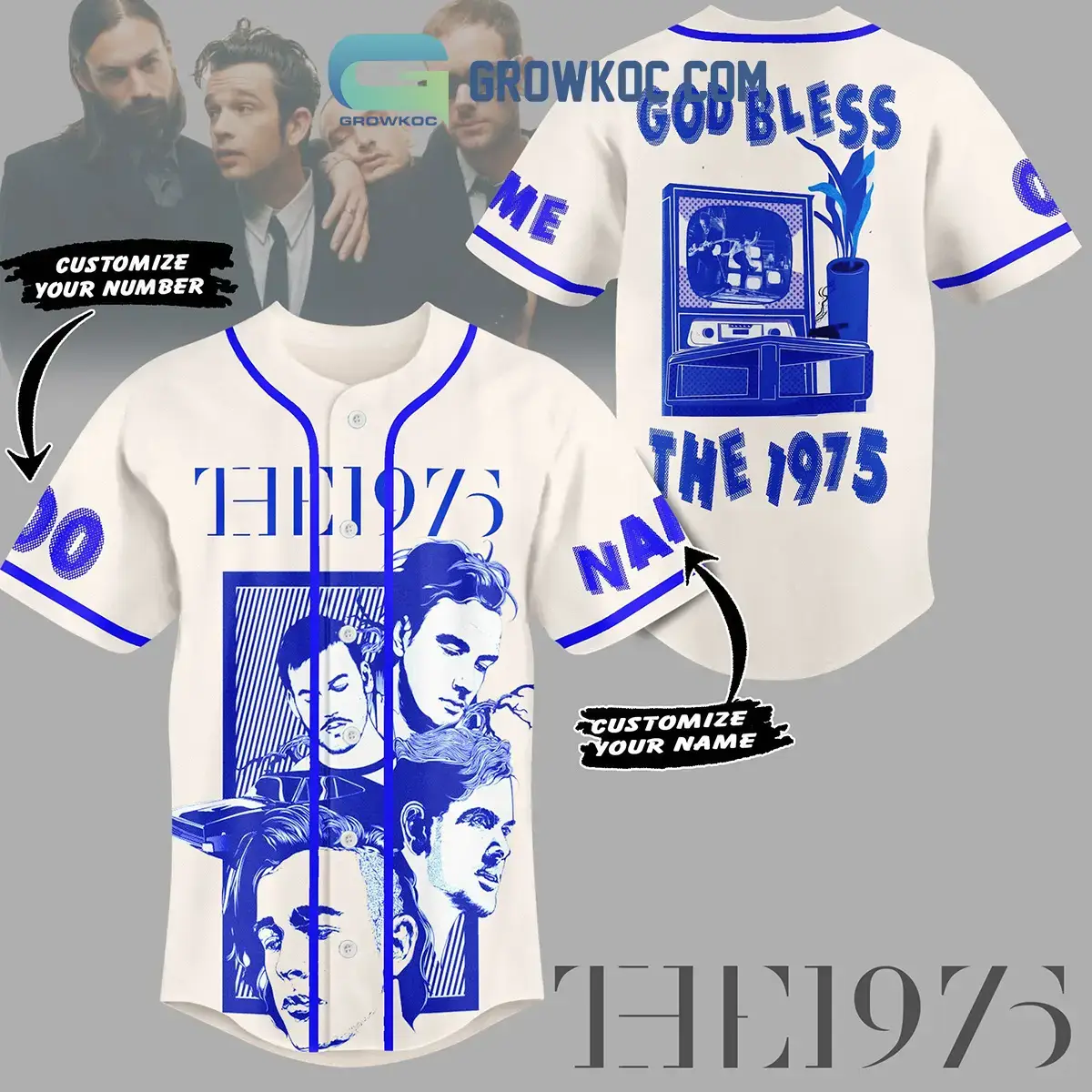 The 1975 Fan God Bless Personalized Baseball Jersey Image
