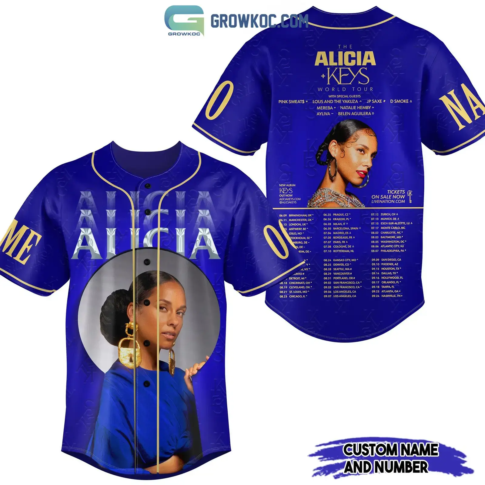 The Alicia Keys World Tour Personalized Baseball Jersey Image