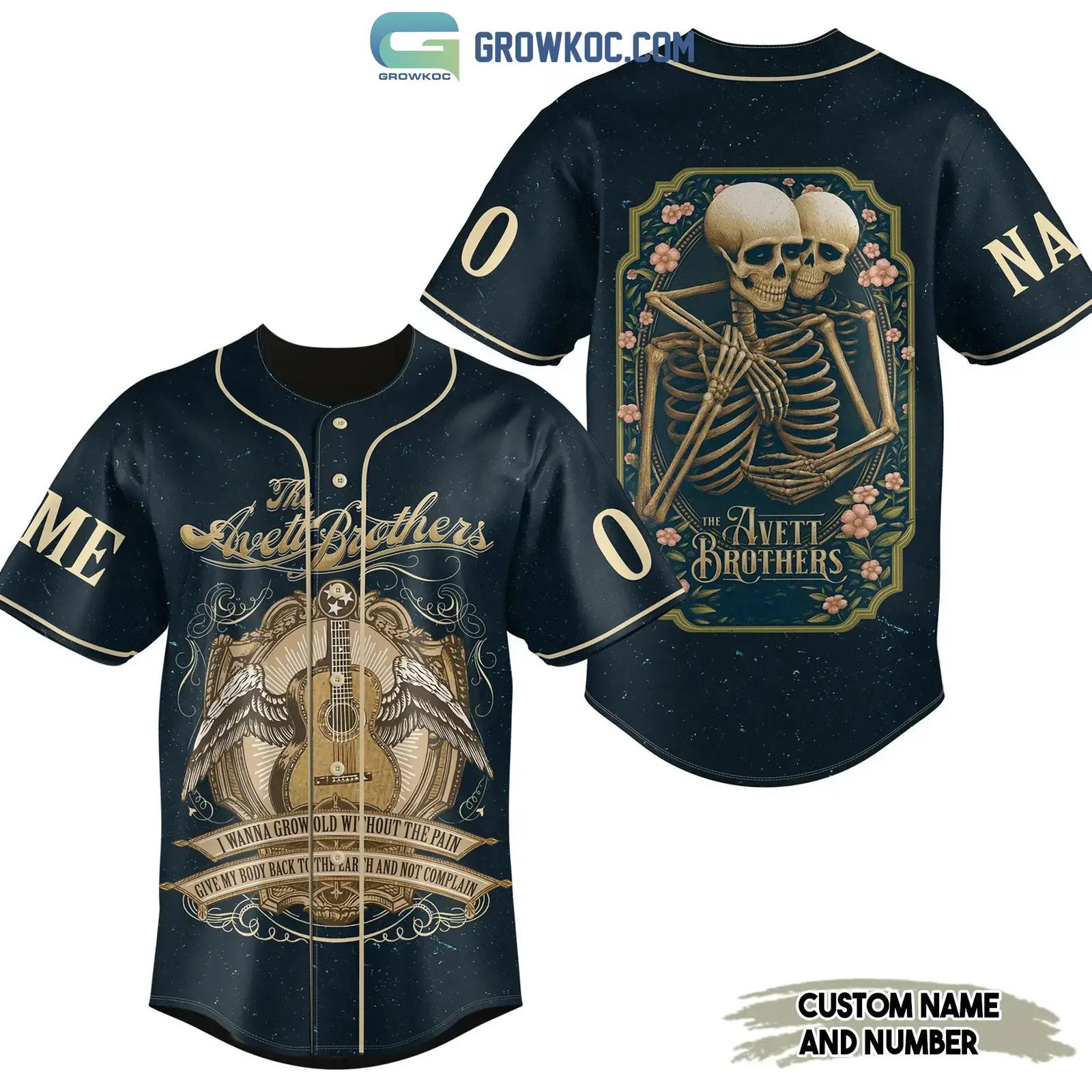 The Avett Brothers Skull Flowers Personalized Baseball Jersey Image