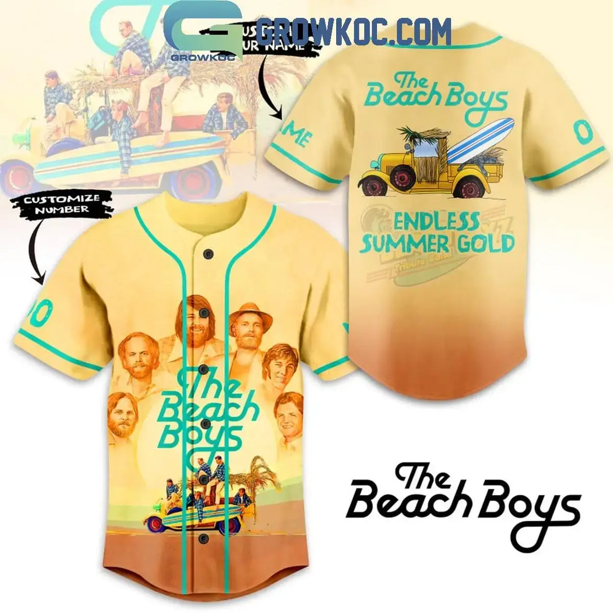 The Beach Boys Endless Summer Gold Personalized Baseball Jersey Image
