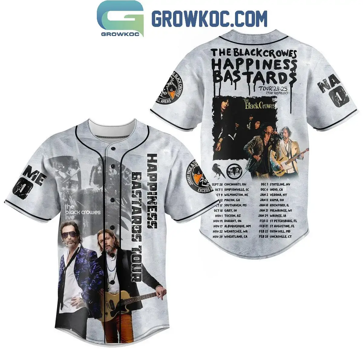 The Black Crowes Happiness Bastards Tour 2025 Personalized Baseball Jersey Image