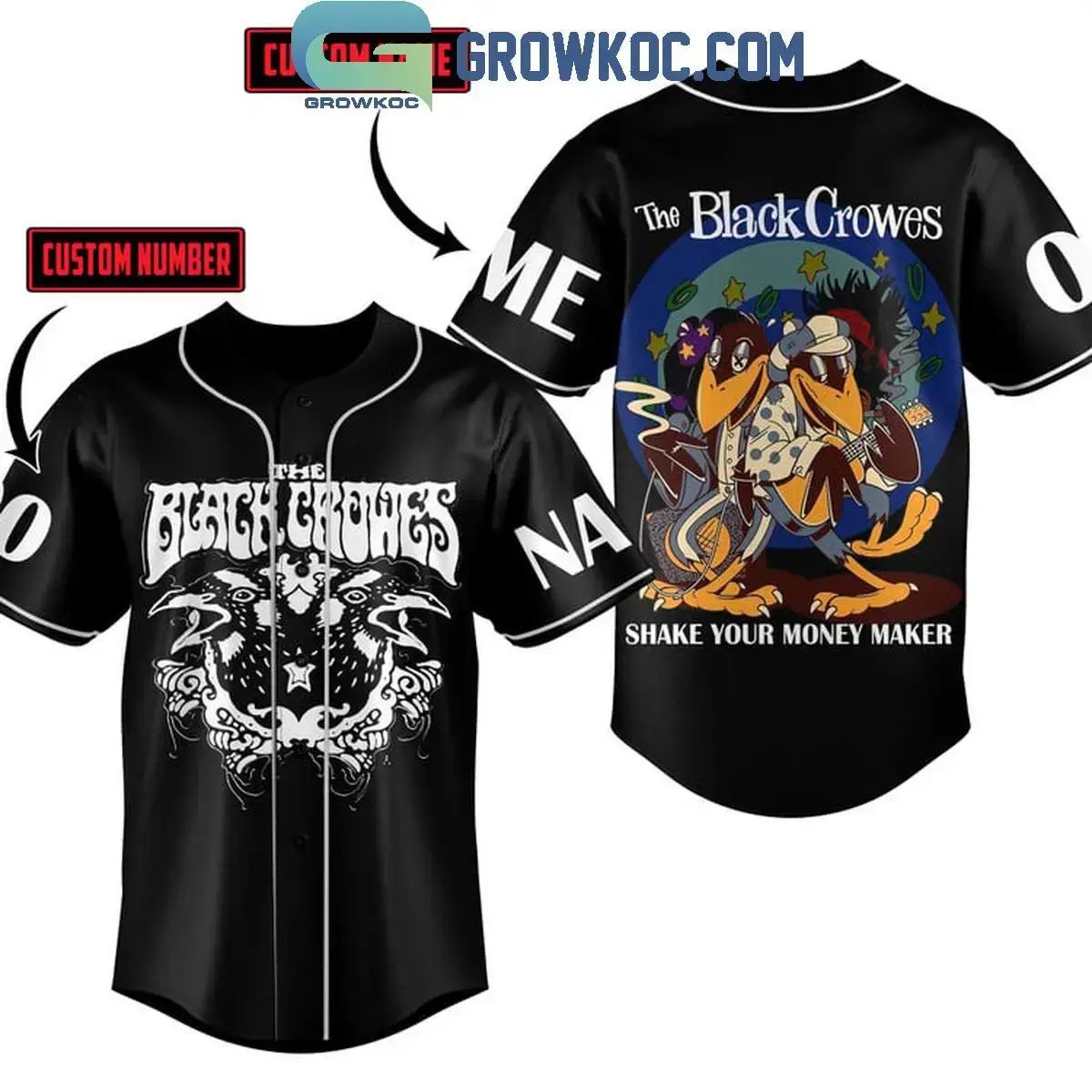The Black Crowes Shake Your Money Maker Personalized Baseball Jersey Black Image
