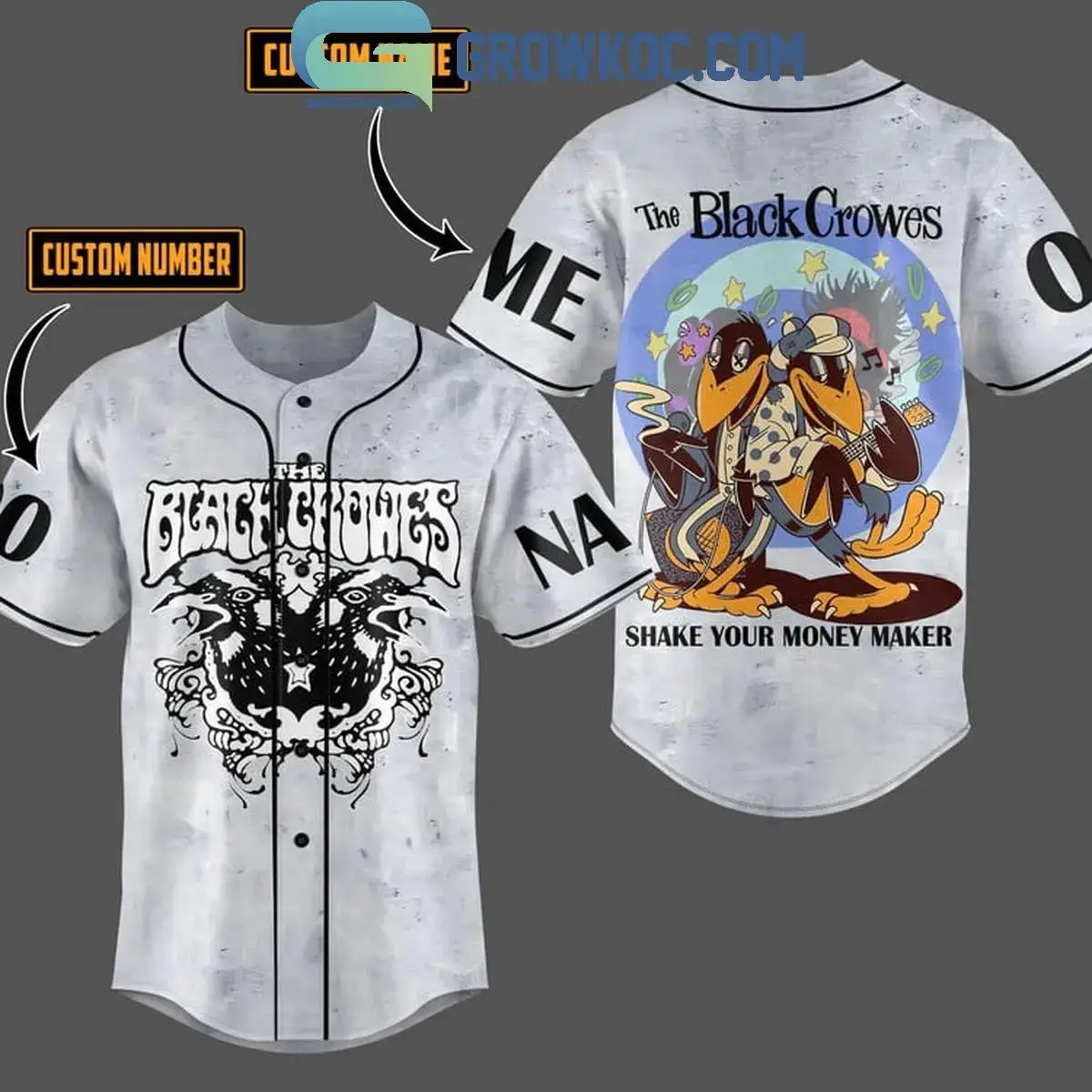 The Black Crowes Shake Your Money Maker Personalized Baseball Jersey Grey Image