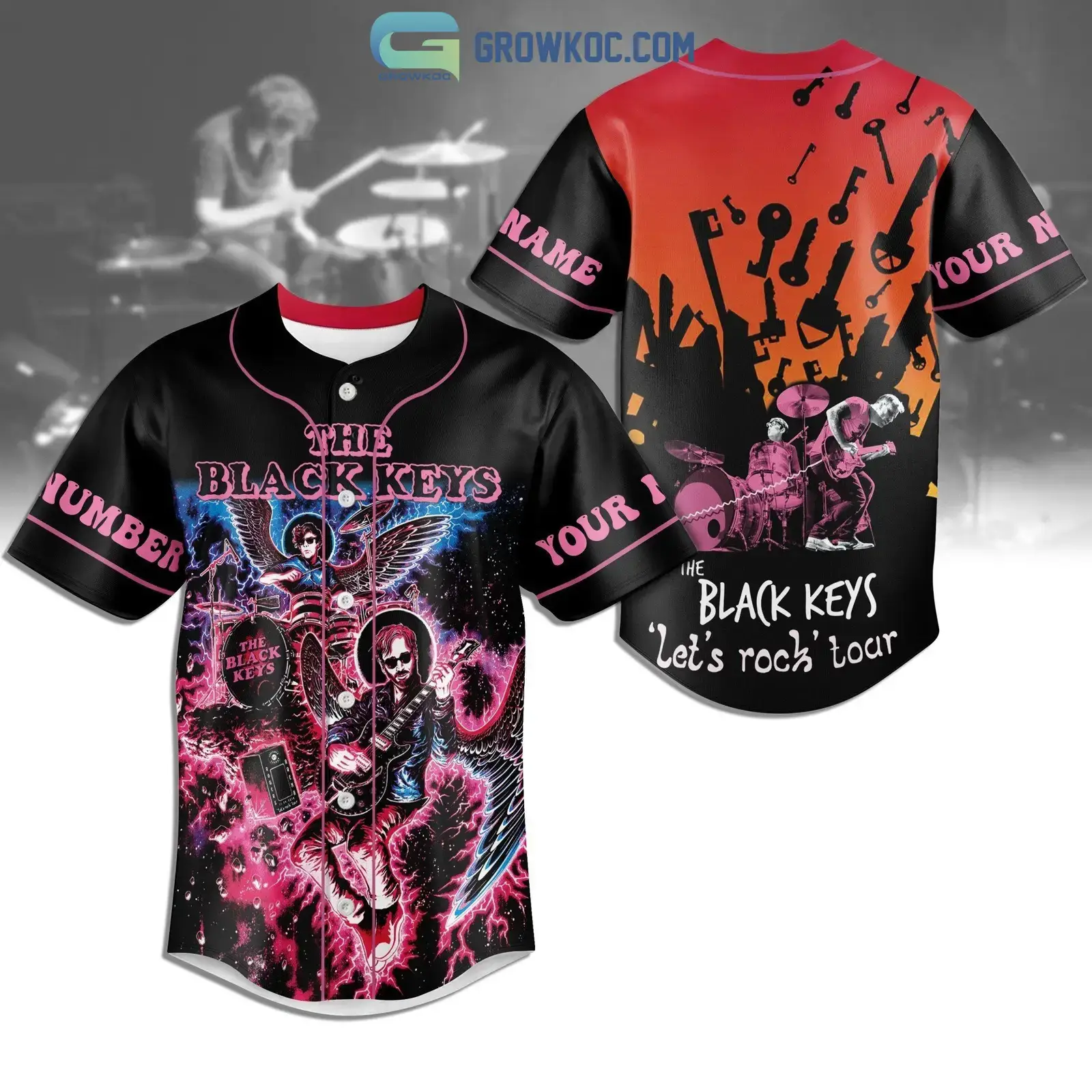 The Black Keys Let's Rock Tour Personalized Baseball Jersey Image