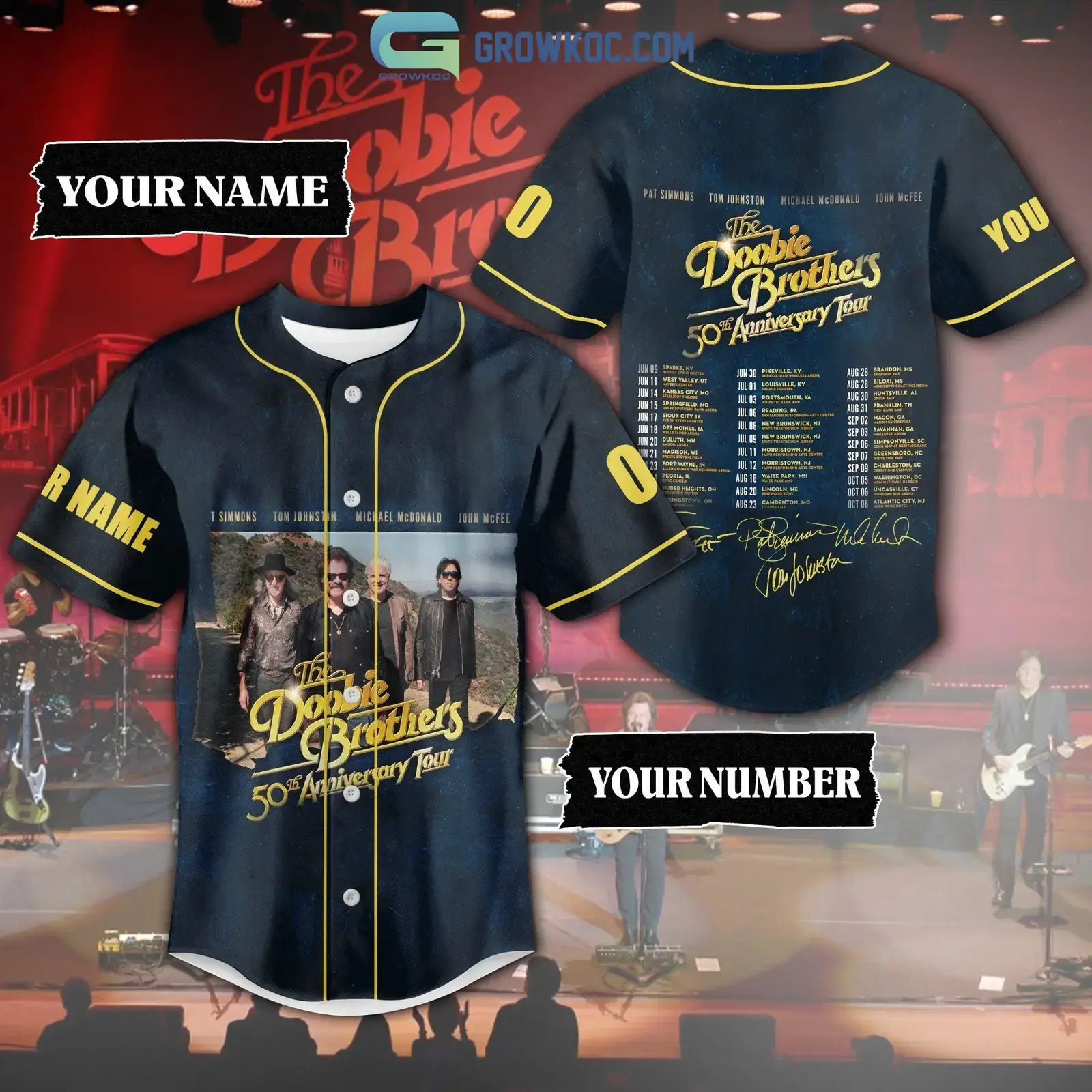 The Doobie Brothers 50th Anniversary Tour Personalized Baseball Jersey Image