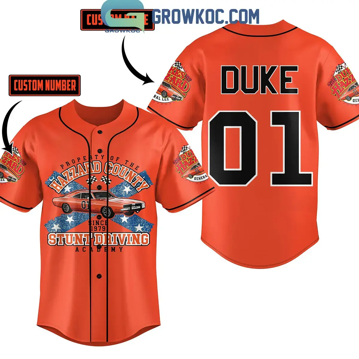 The Dukes Of Hazzard Stunt Driving Academy Orange Version Personalized Baseball Jersey Image