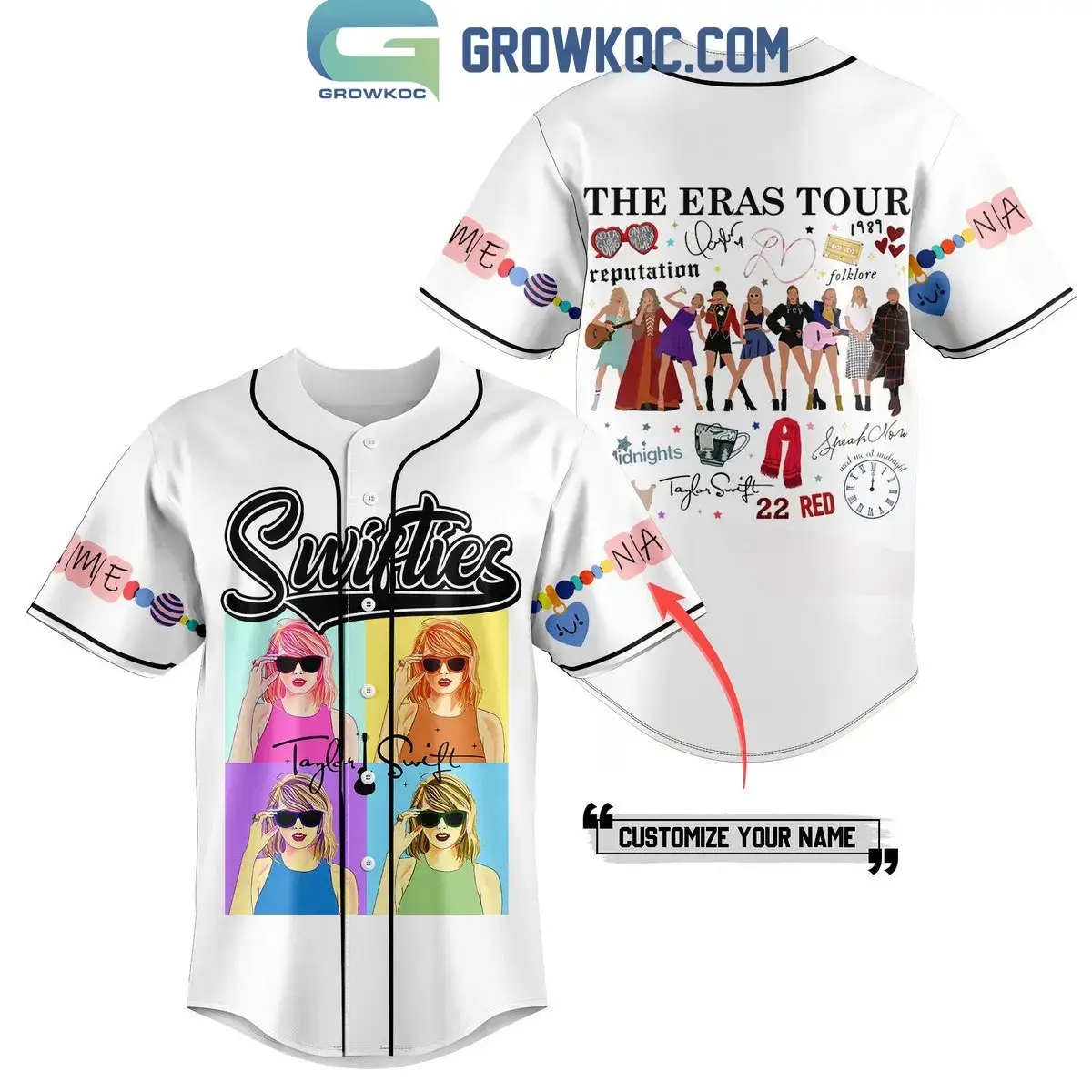 The Eras Tour Taylor Swift Personalized Baseball Jersey White Version Image