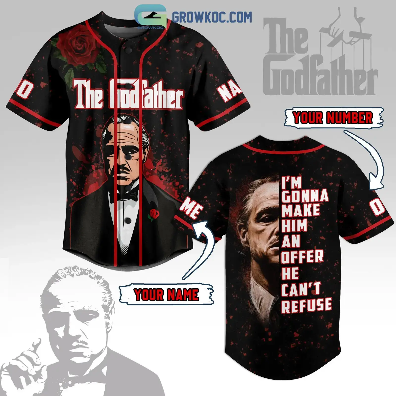 The Godfather I'm Gonna Make Him An Offer He Can't Refuse Personalized Baseball Jersey Image