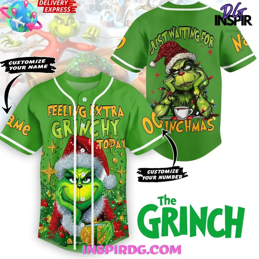 The Grinch Just Waiting For Grinchmas Baseball Jersey Image