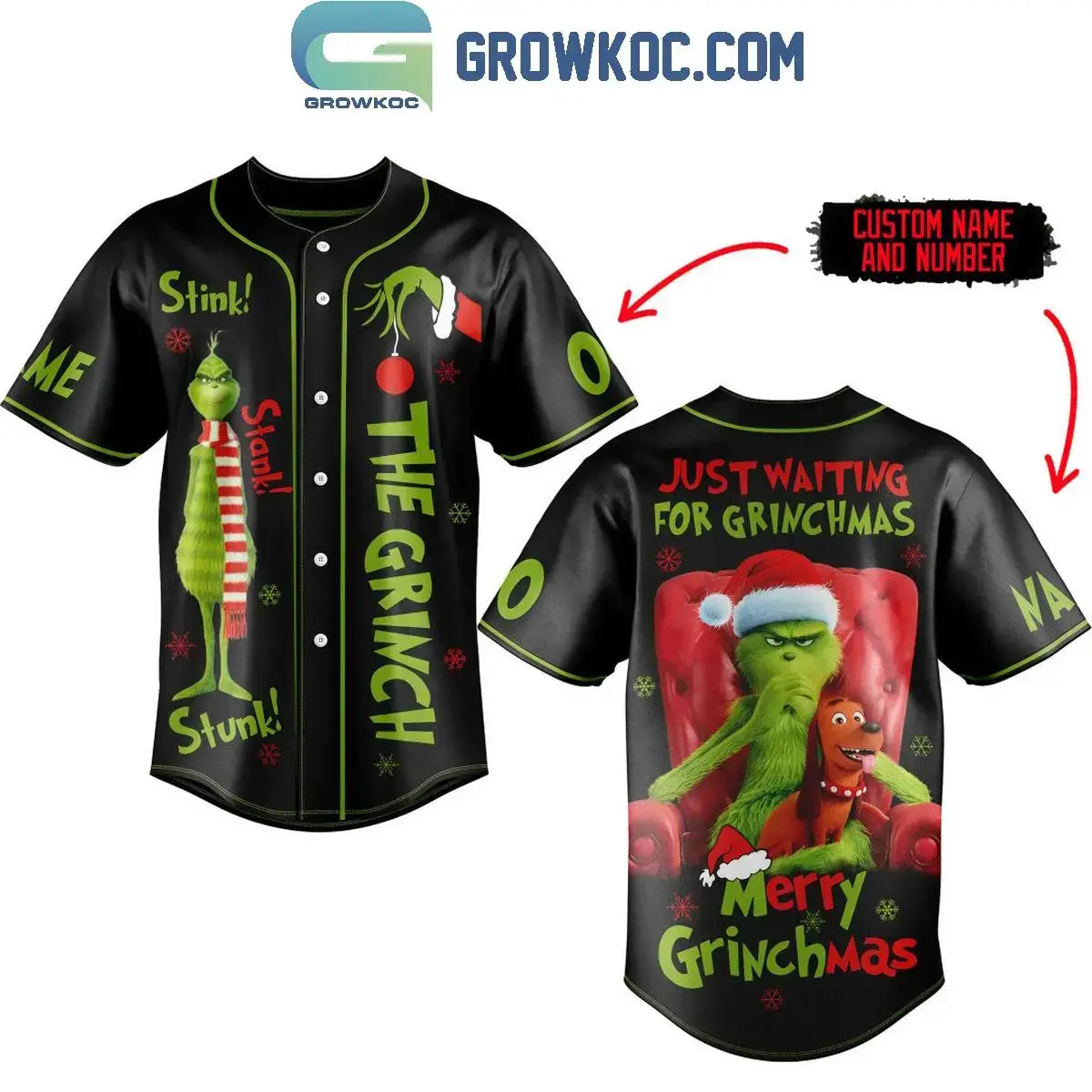 The Grinch Just Waiting For Grinchmas Merry Grinchmas 2024 Personalized Baseball Jersey Image