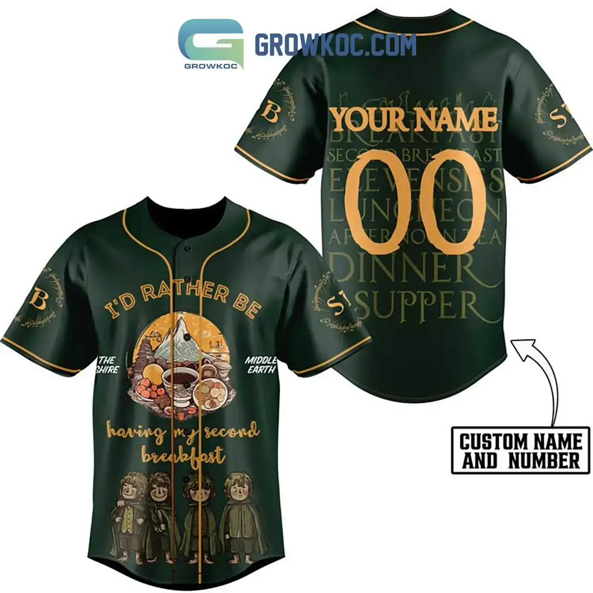 The Hobbit I'd Rather Be Having My Second Breakfast Personalized Baseball Jersey Image