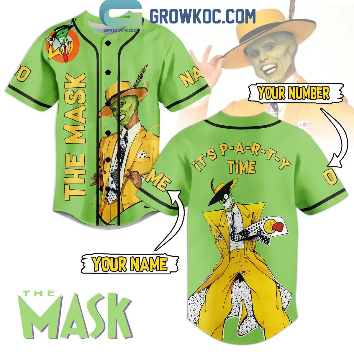 The Mask Movie It's Party Time Personalized Baseball Jersey Image