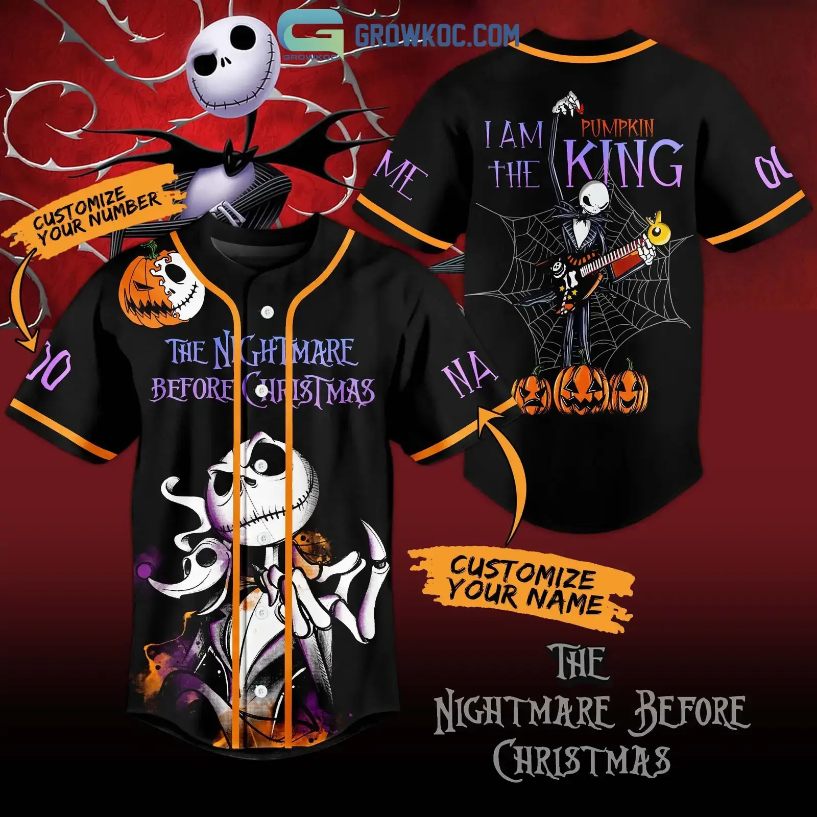 The Nightmare Before Christmas I Am The Pumpkin King Personalized Baseball Jersey Image
