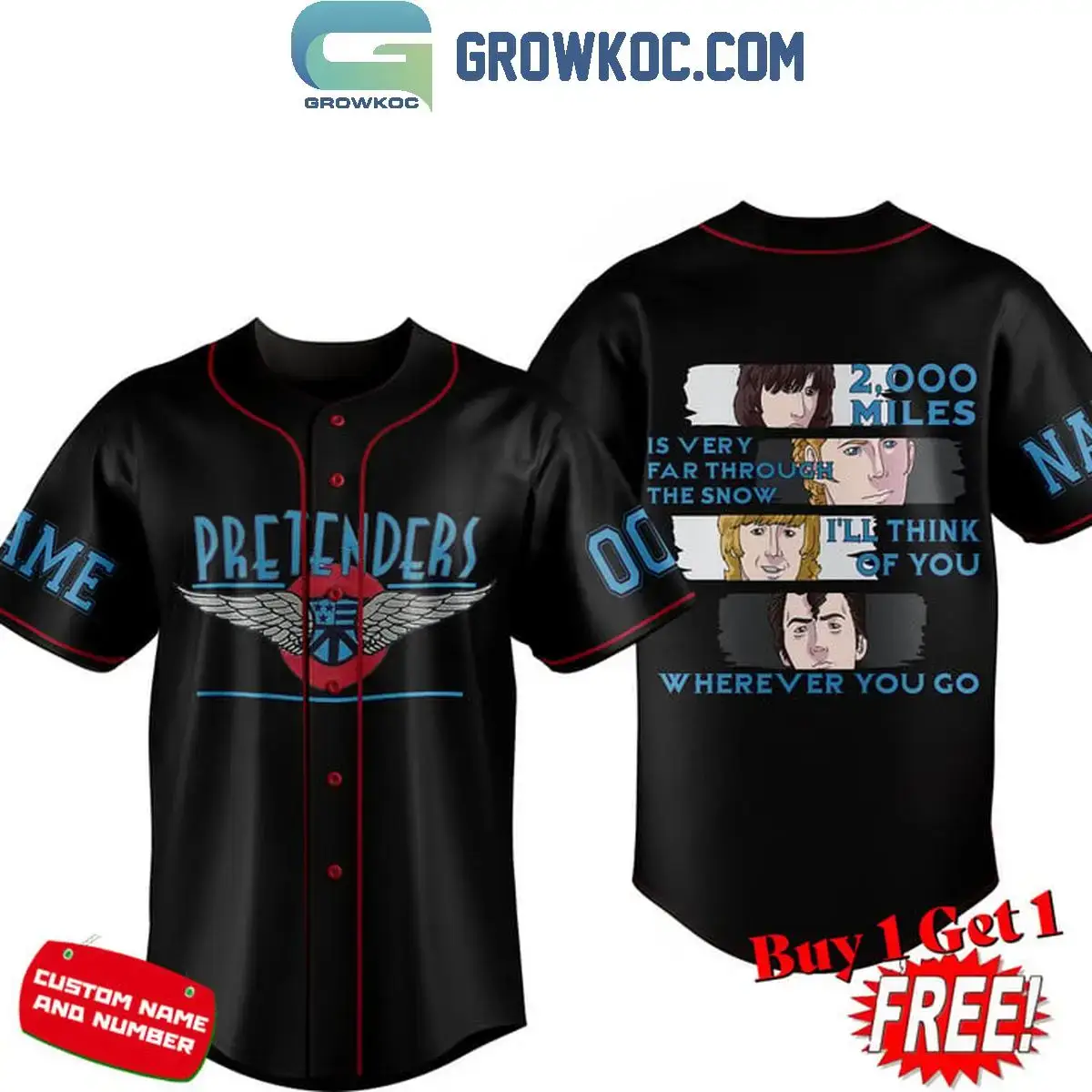 The Pretenders I'll Think Of You Black Design Personalized Baseball Jersey Image