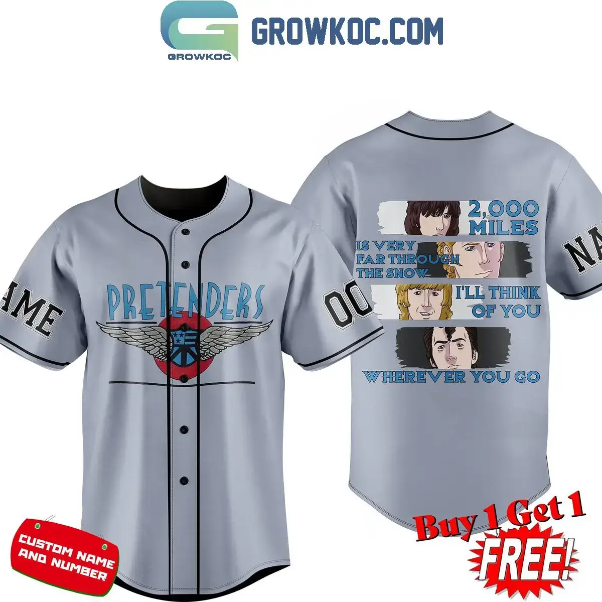 The Pretenders I'll Think Of You Personalized Baseball Jersey Grey Version Image