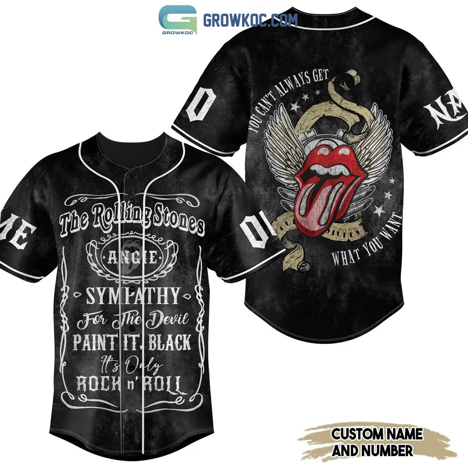 The Rolling Stones Paint It Black It's Only Rock N' Roll Personalized Baseball Jersey Image