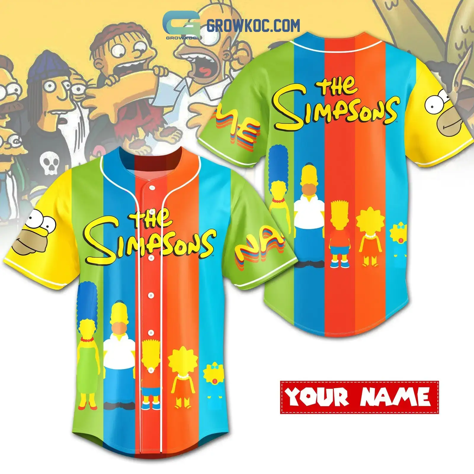 The Simpsons American Sitcom Personalized Baseball Jersey Image