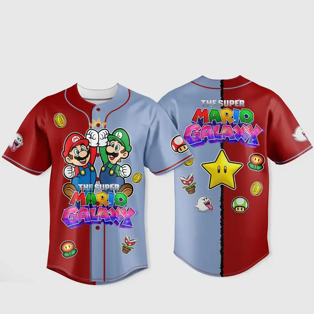 The Super Mario Galaxy Movie 2026 Mario x Luigi Baseball Jersey Image