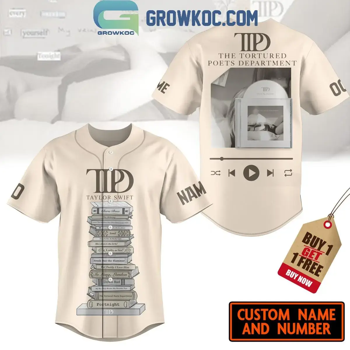 The Tortured Poets Department Song Taylor Swift Personalized Baseball Jersey Image