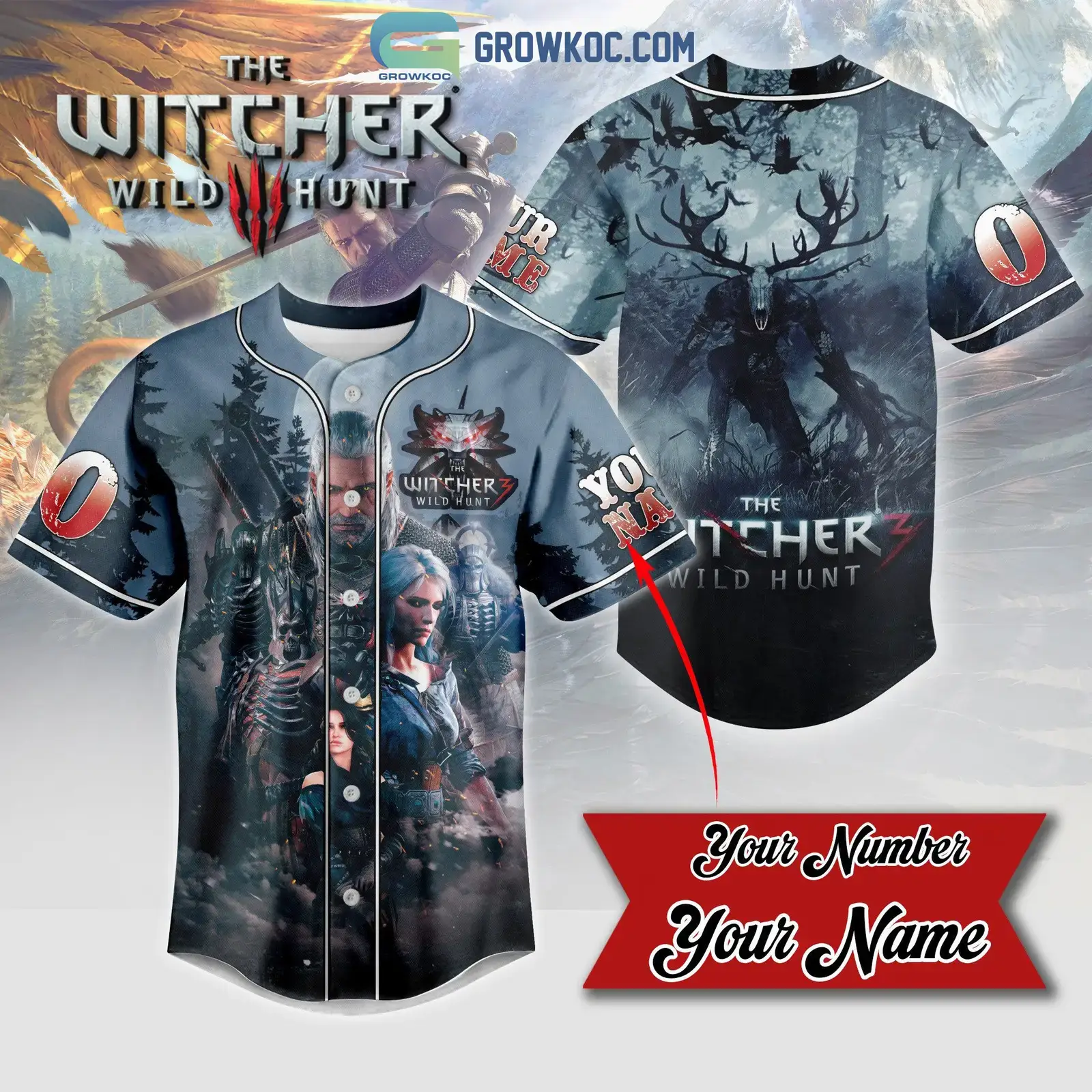 The Witcher Wild Hunt Personalized Baseball Jersey Image