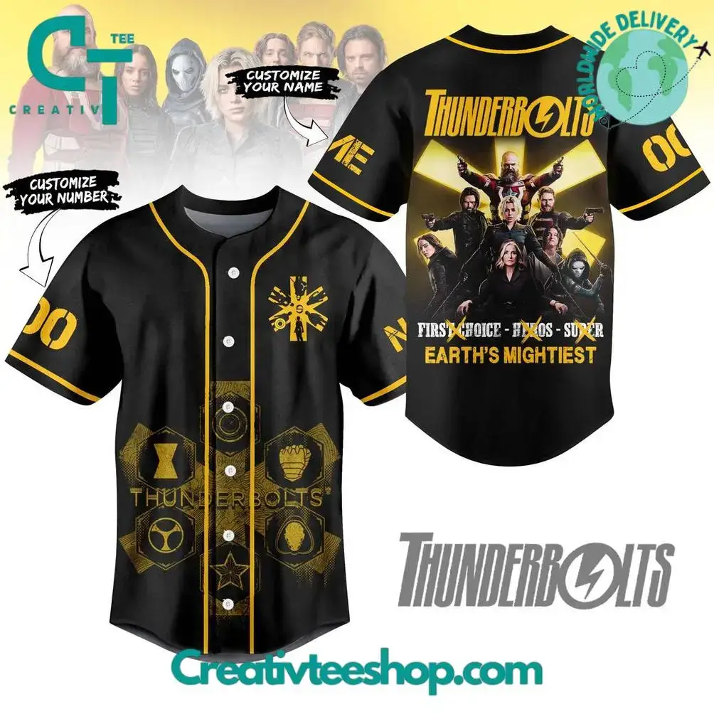 Thunderbolts Earths "Mightiest" Personalized Baseball Jersey Image