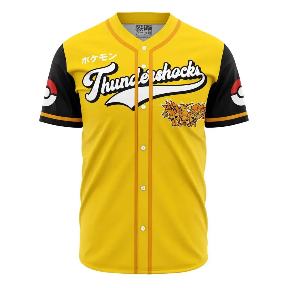 Thundershocks Electric Type Pokemon Baseball Jersey Image
