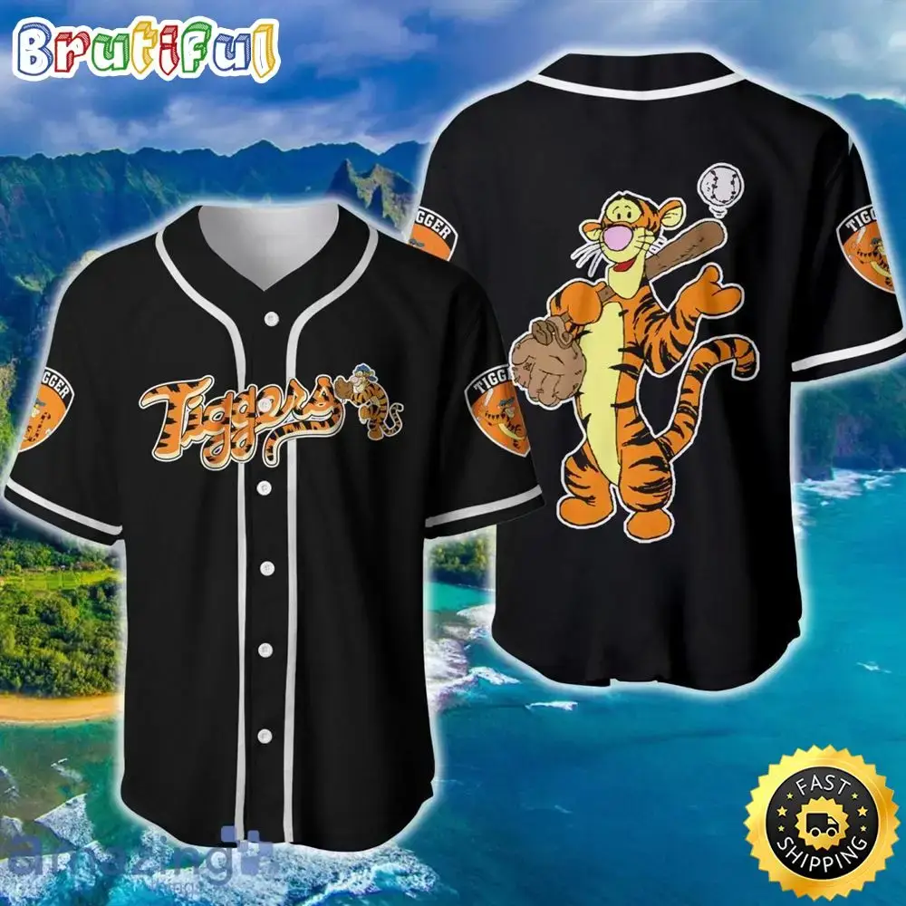 Tigger Winnie Pooh Orange Black Cute Disney Unisex Baseball Jersey Personalized Image