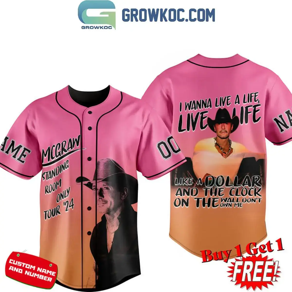 Tim McGraw Standing Room Only Tour 2024 Personalized Baseball Jersey Image