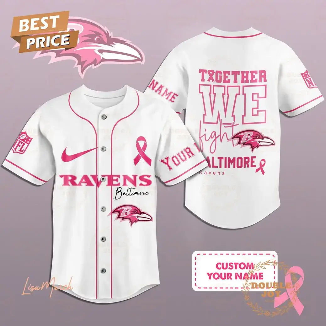 Together We Fight Baltimore Ravens Custom Name Baseball Jersey Image