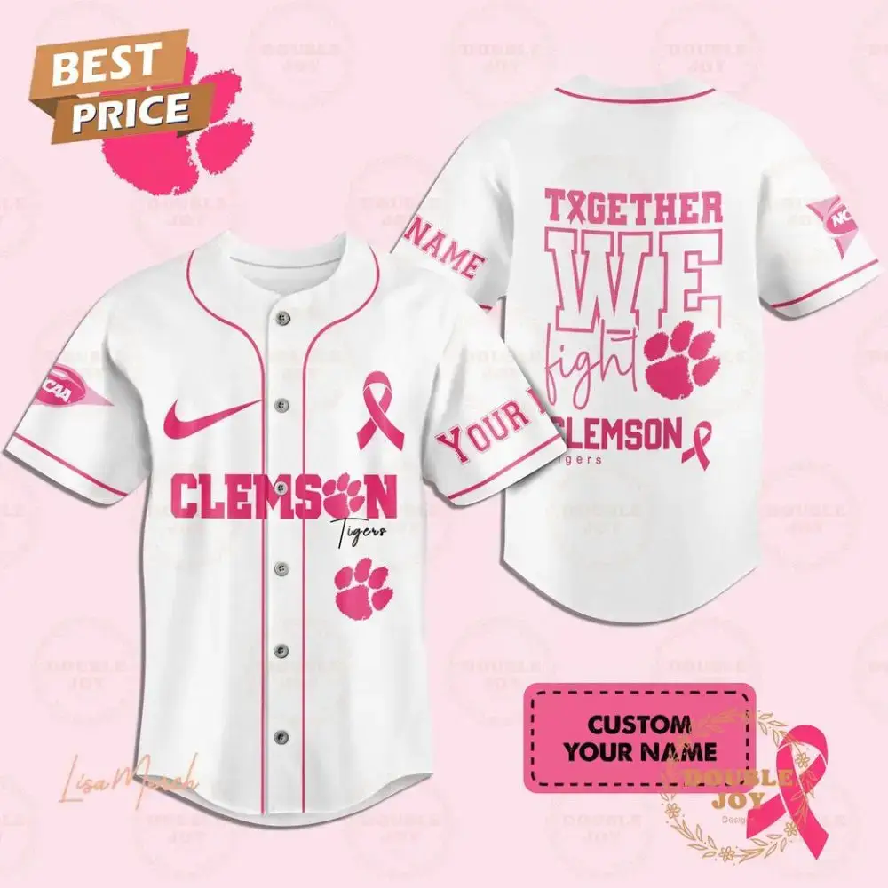 Together We Fight Clemson Tigers Custom Name Baseball Jersey Image
