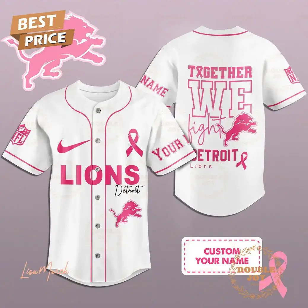Together We Fight Detroit Lions Custom Name Baseball Jersey Image
