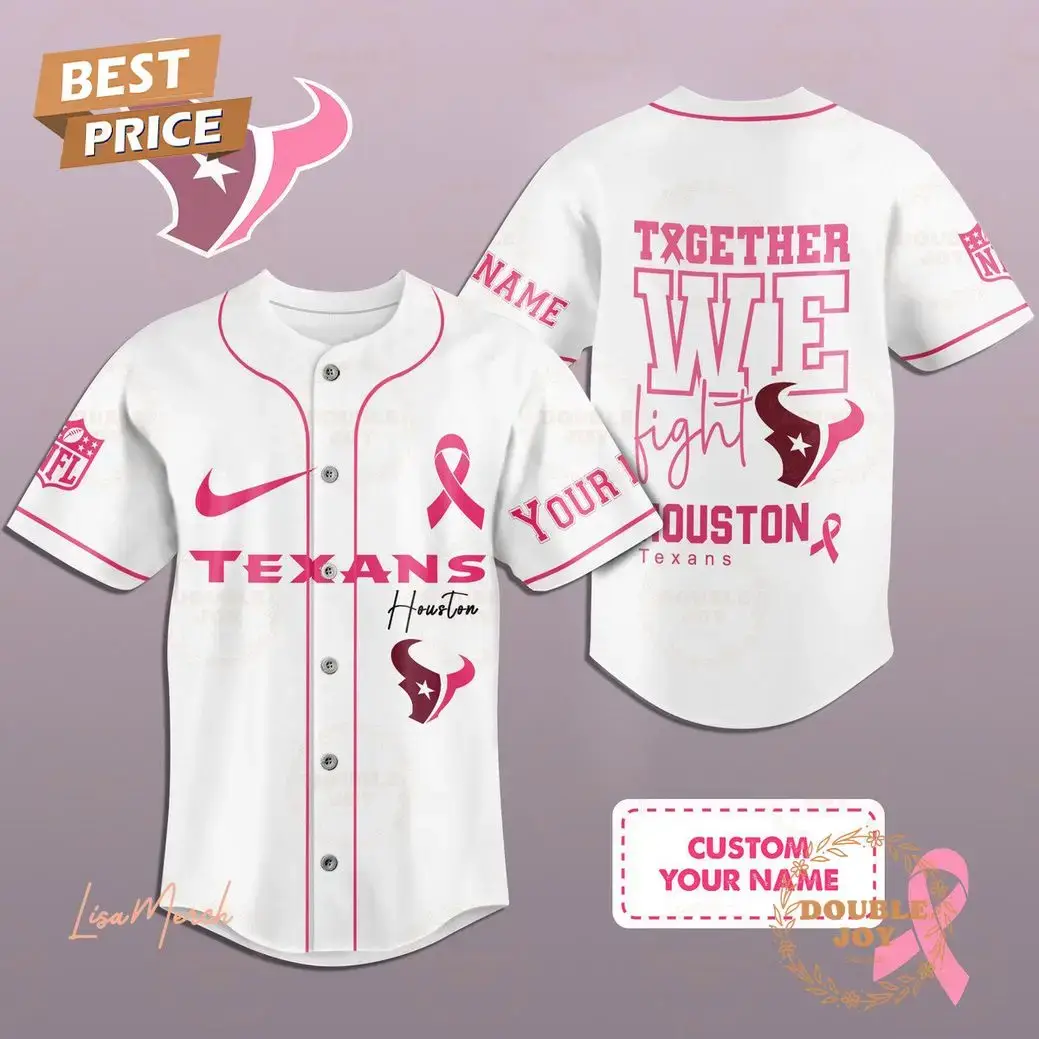 Together We Fight Houston Texans Custom Name Baseball Jersey Image