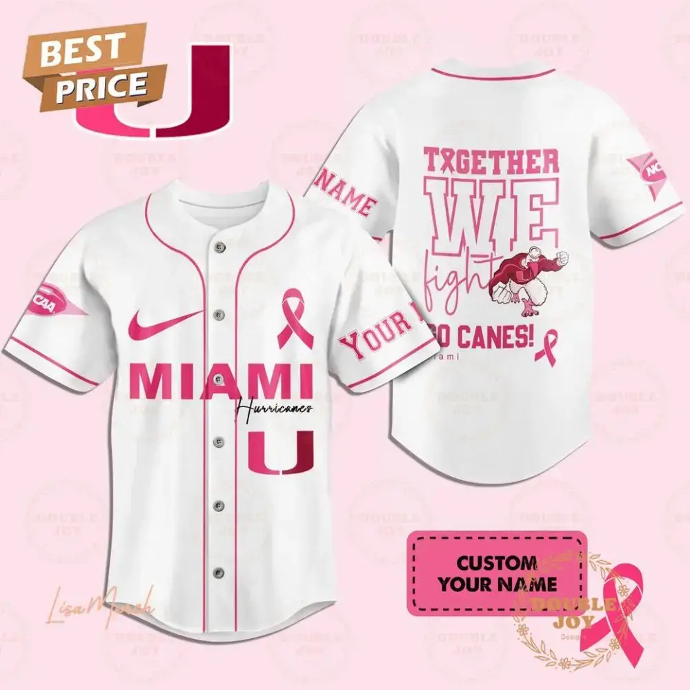 Together We Fight Miami Hurricanes Custom Name Baseball Jersey Image