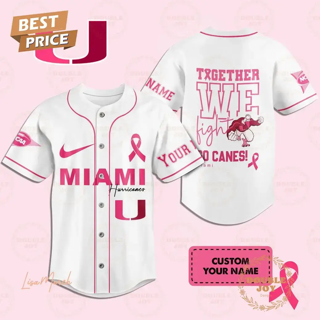 Together We Fight Miami Hurricanes Custom Name Baseball Jersey Image