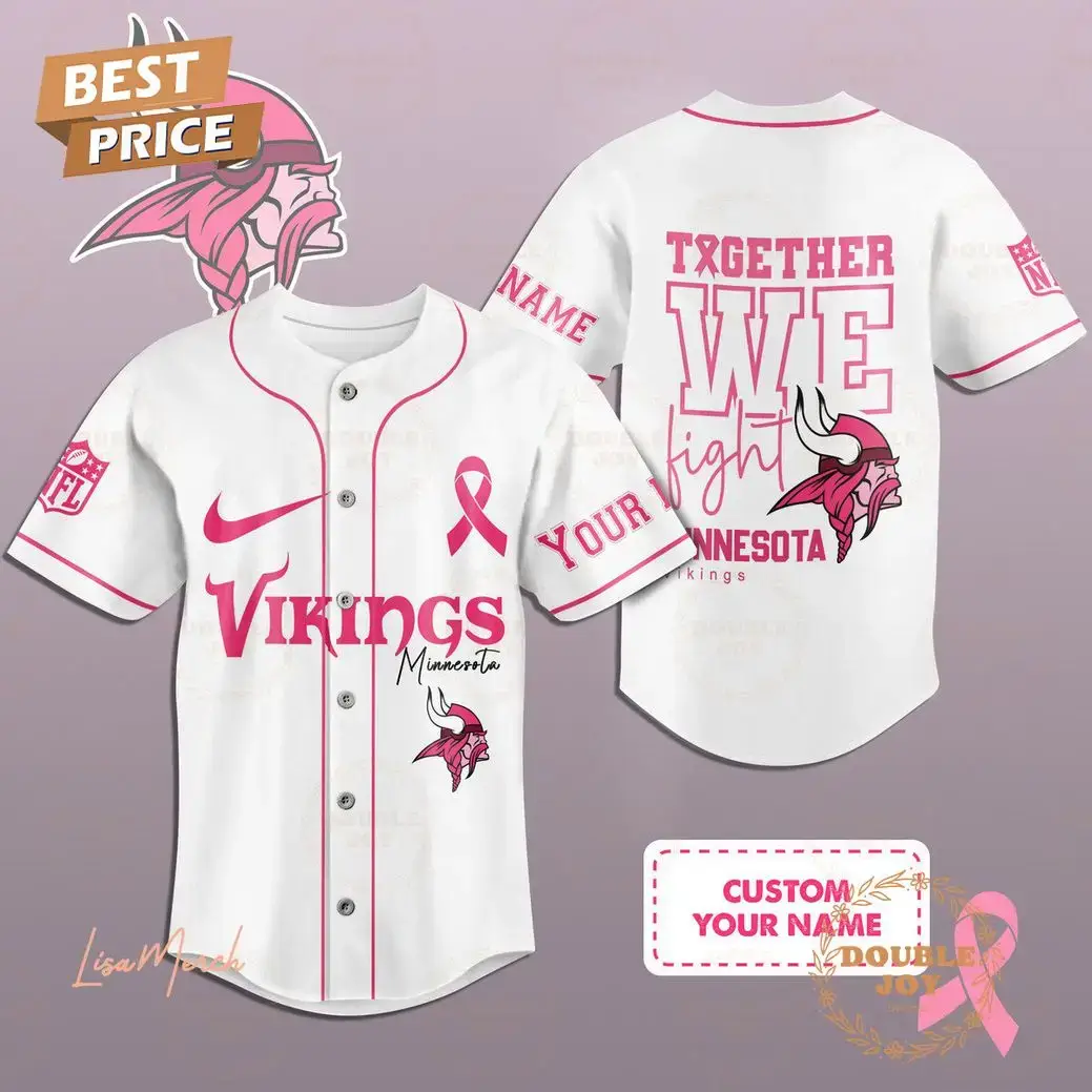 Together We Fight Minnesota Vikings Custom Name Baseball Jersey Image