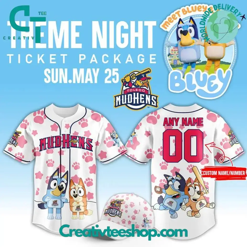 Toledo Mud Hens X Bluey Night 2025 Personalized Baseball Jersey Image