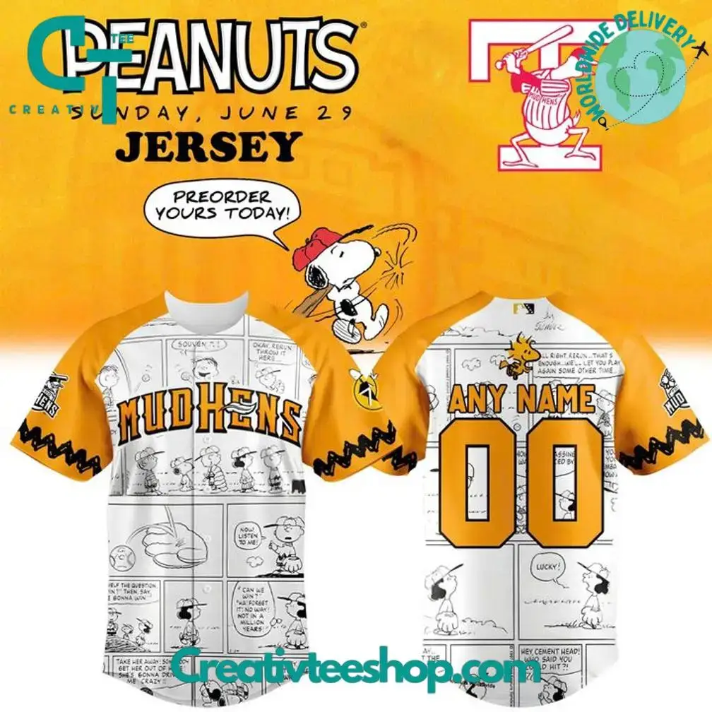 Toledo Mud Hens X Peanuts Night Special Baseball Jersey Image
