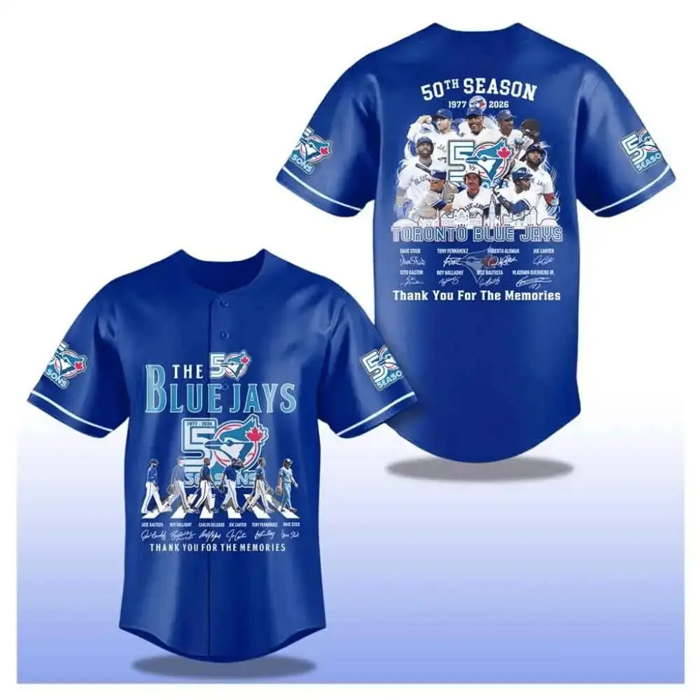 Toronto Blue Jays 50Th Season Baseball Jersey 1977 2026 Thank You For The Memories Apparel Image