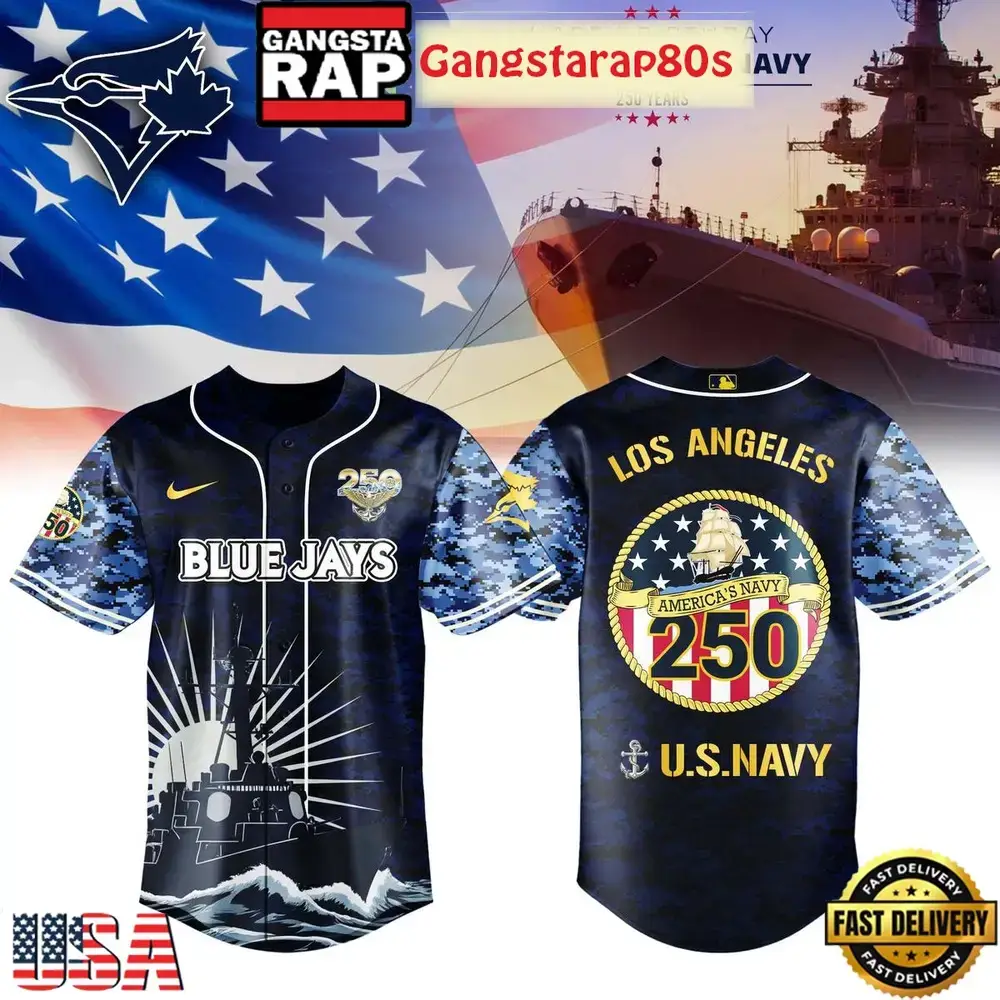 Toronto Blue Jays Celebration Happy Birthday US Navy 250 Years 2025 Special Baseball Jersey Image