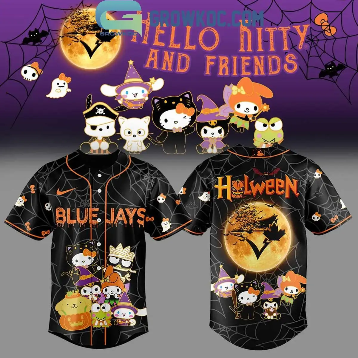 Toronto Blue Jays Halloween Hello Kitty And Friends 2025 Jersey Image