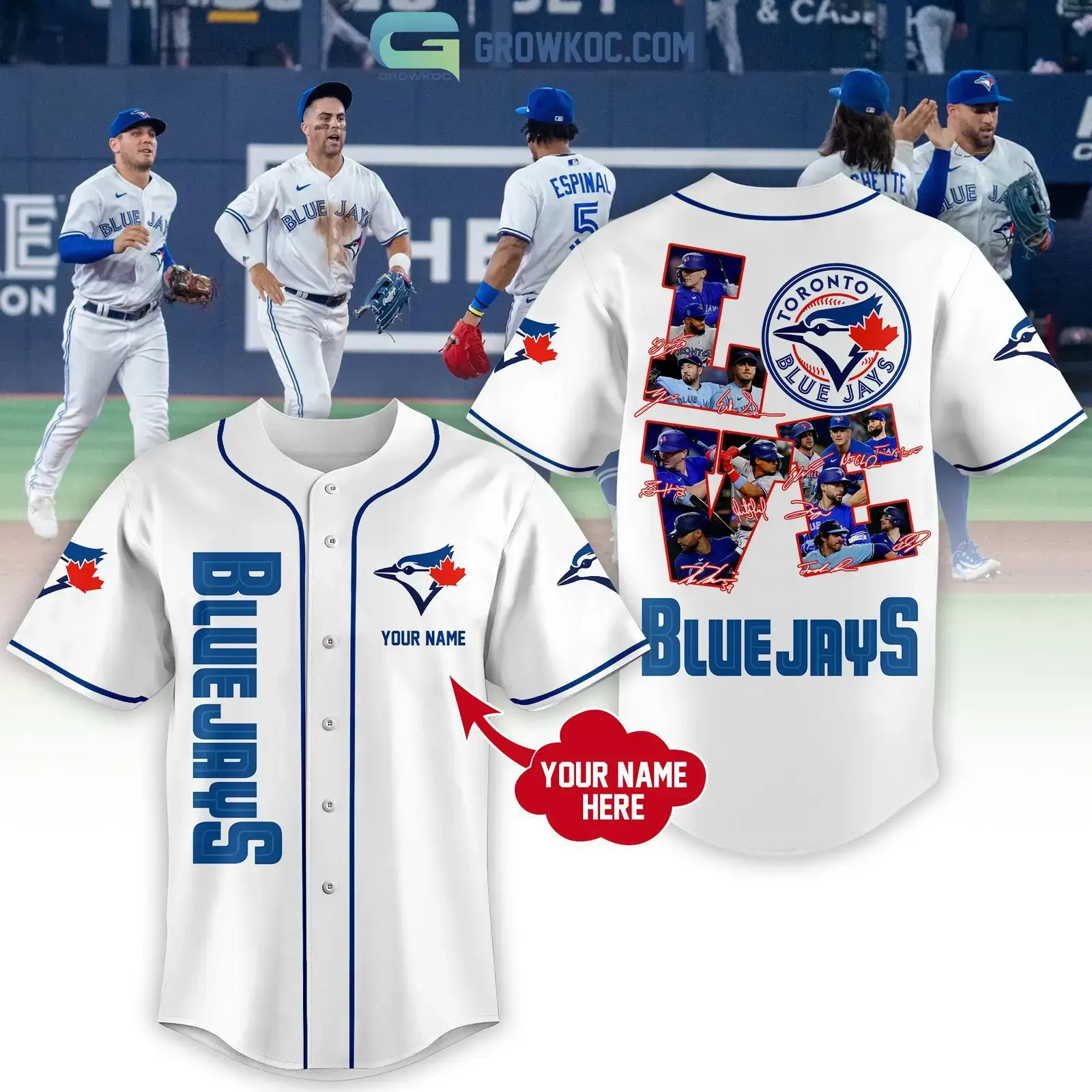 Toronto Blue Jays Love Team Personalized Baseball Jersey Image