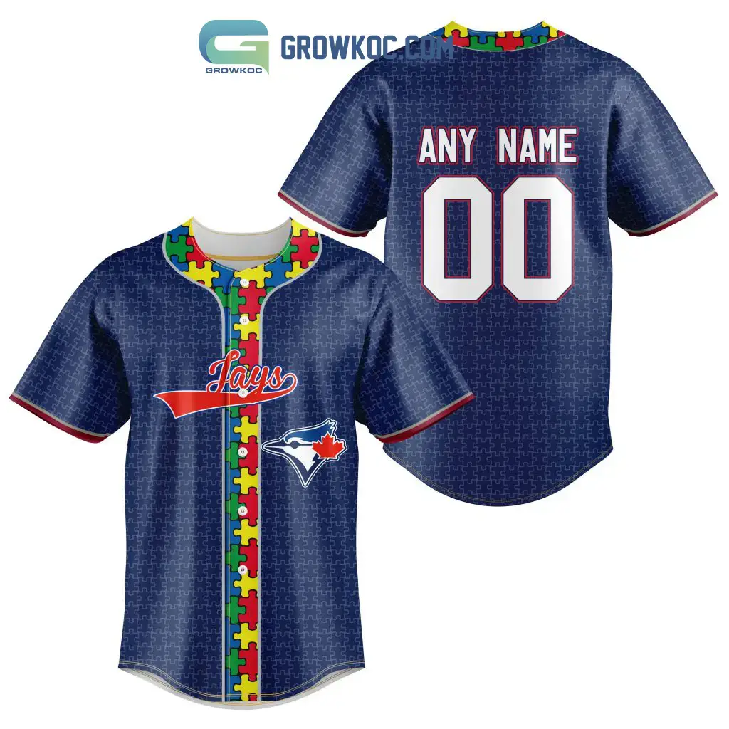 Toronto Blue Jays MLB Fearless Against Autism Personalized Baseball Jersey Image