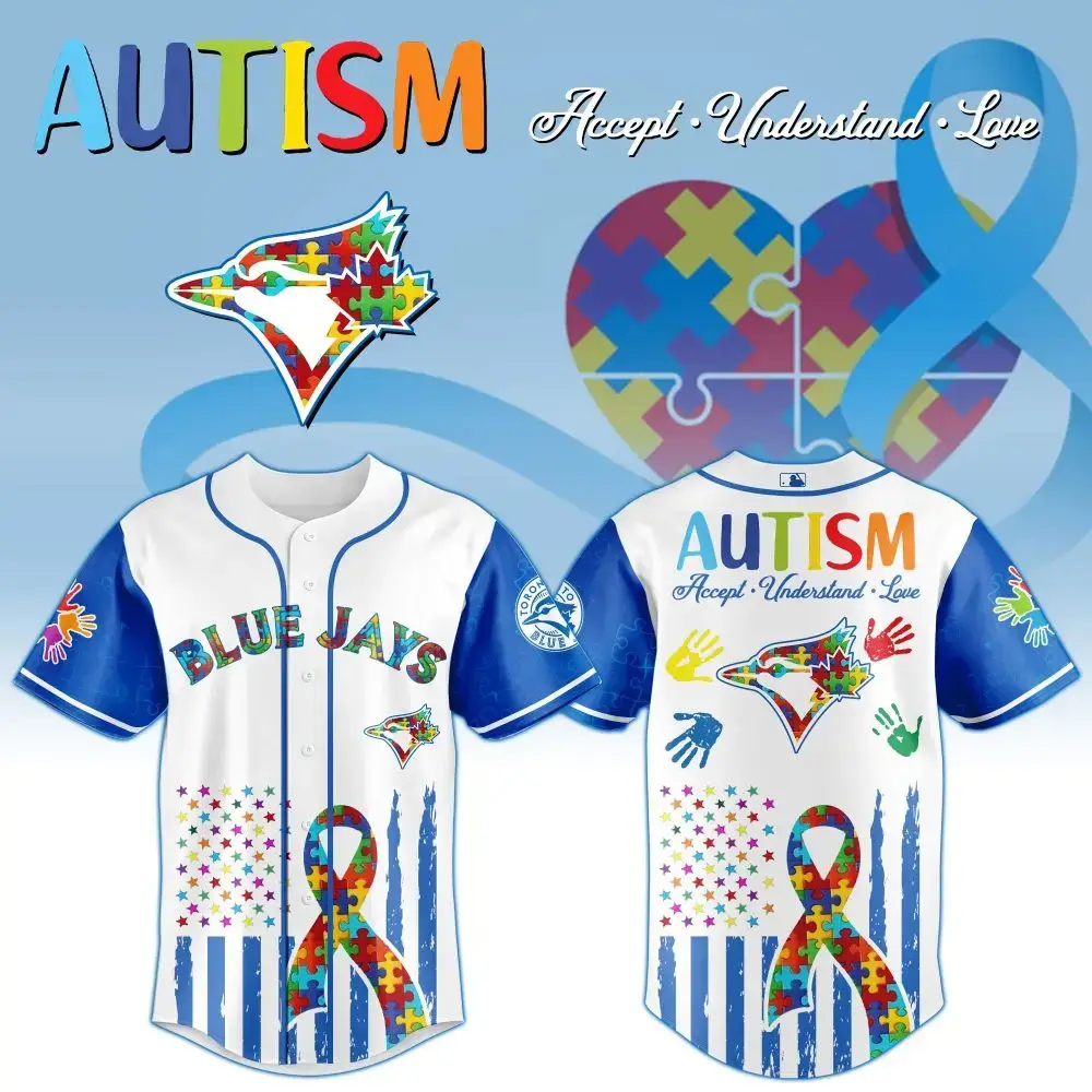 Toronto Blue Jays Mlb X Autism Awareness Month Custom Baseball Jersey Image